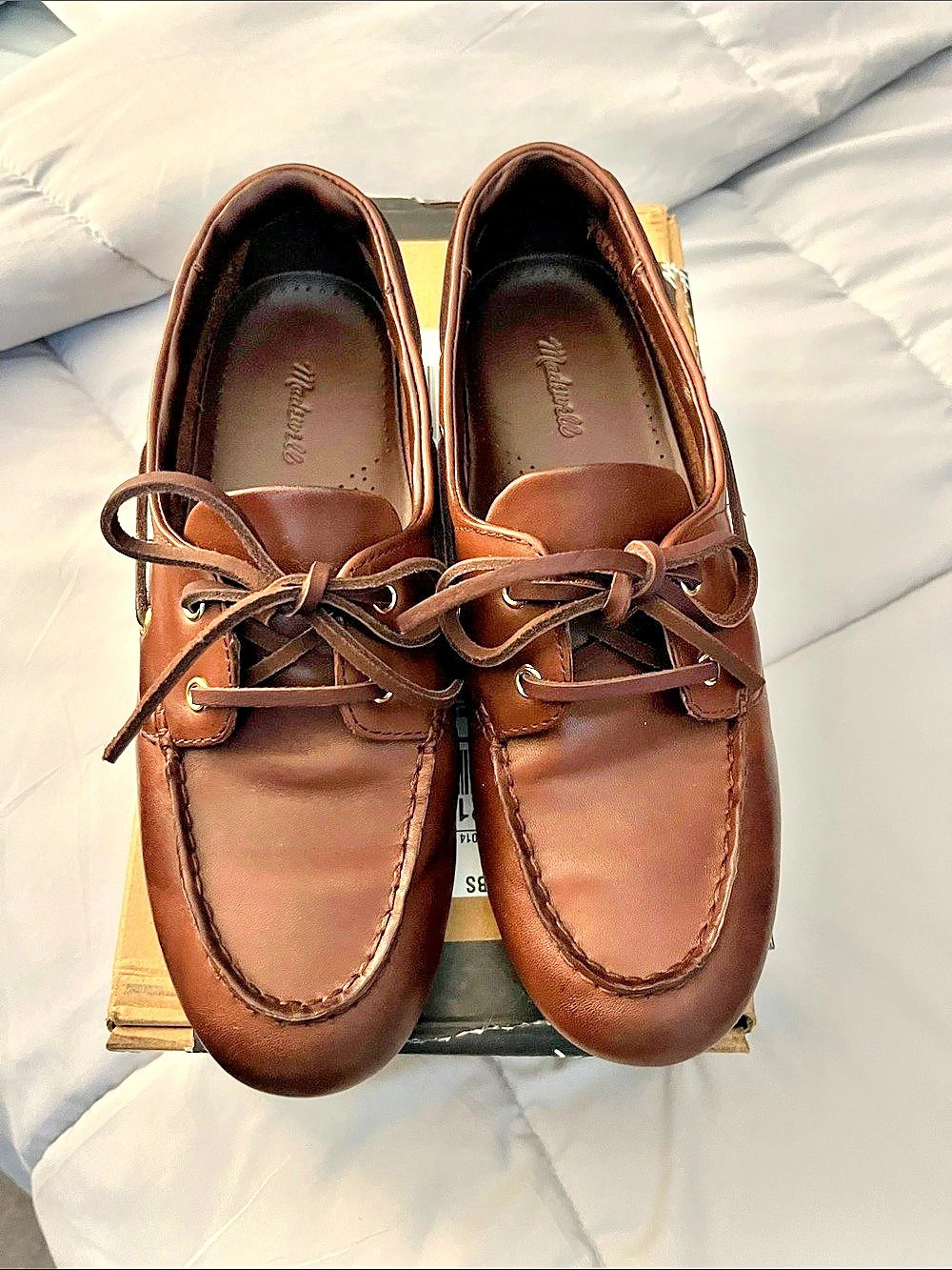 Madewell The Jamie Boat Shoe in Burnished Leather Brown US 7 1/2